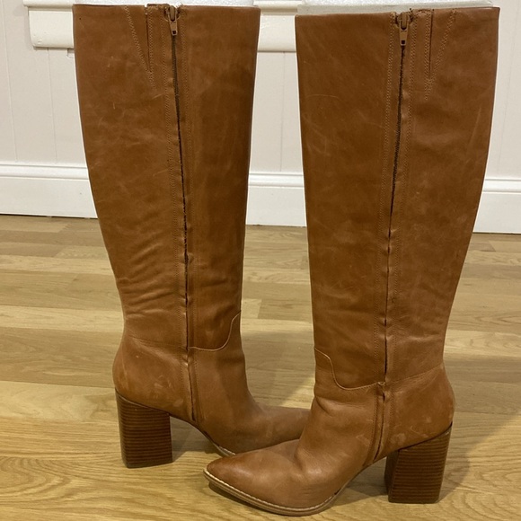 Nine West Brown/Tan Leather Boots - Size 9m - Picture 4 of 4